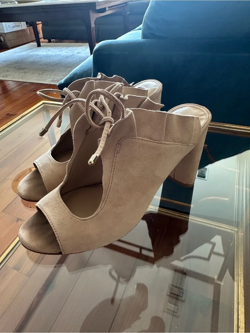 Antonio Milani Women’s Suede Lace-Up Heels in Beige